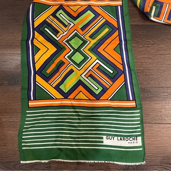 Guy Laroche Paris Colorful Geometric Art to Wear Scarf 55.5" Long by 14" Wide - Picture 2 of 5